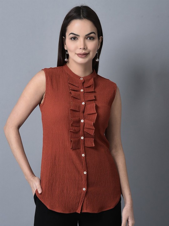 Women’s Ruffled Sleeveless Shirt
