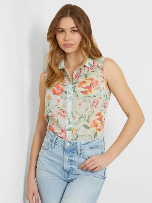 Women’s Ruffled Sleeveless Shirt